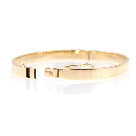 Plain Gold Hinged Bracelet 14k Real Gold Bangle Wide Gold Cuff 6 Mm