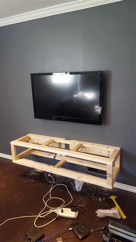 How to build an ikea floating sideboard tv entertainment center. DIY Floating Entertainment Unit and Wall Covering (With ...