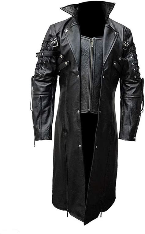 Buy Mens Real Leather Coat Goth Matrix Trench Coat Gothic Steampunk