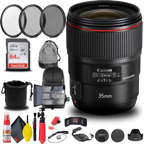 Canon Ef 35mm F14l Ii Usm Lens 9523b002 With Filter Kit Backpack 64gb Card