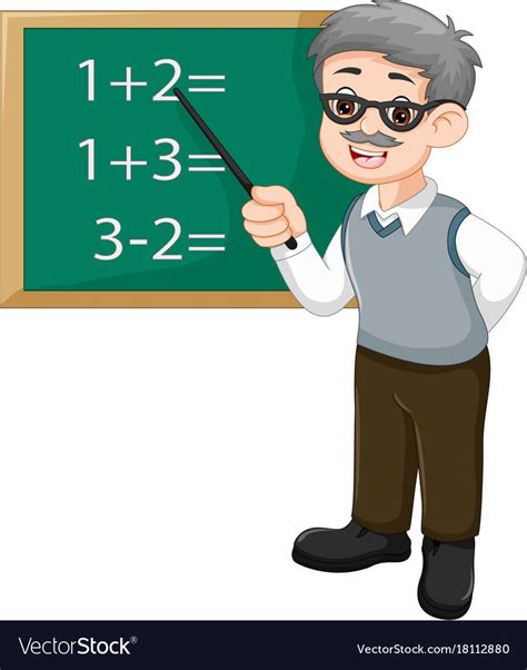 Vector Illustration Of Handsome Teacher Cartoon Teaching Mathematics