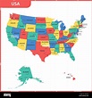La mappa dettagliata degli stati uniti con le regioni o gli stati e le ...