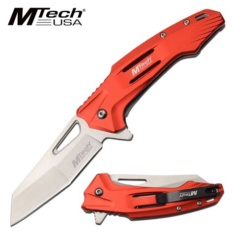 Everyday Carry Mtech Pocket Knife Spring Assisted Red Handle