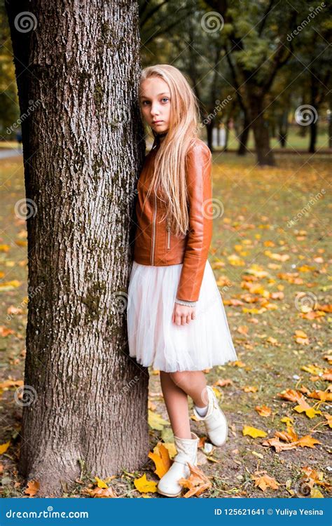 Teenage Girl In Autumn Forest Stock Image Image Of Happiness People
