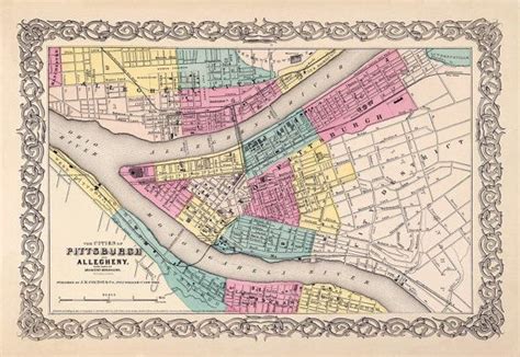 Pittsburg Pennsylvania Pittsburgh Map Relic Hunter Cartographer Old