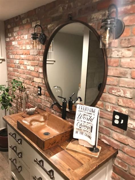Maybe you would like to learn more about one of these? Reclaimed thin brick veneer used for a bathroom wall ...