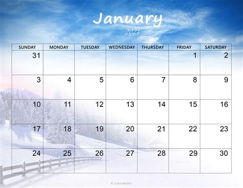 January 2021 Calendar Free Online Calendar Printables Free Templates