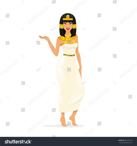 Egypt Queen Cleopatra Woman Portrait Attractive Sexy Person Vector Illustration 363791528