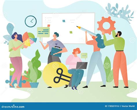 Teamwork Business Concept Vector Illustration People Cartoon