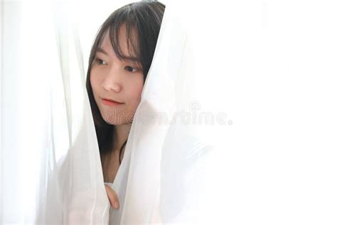 portrait japanese school girl in white tone bed room stock image image of girl room 158719099