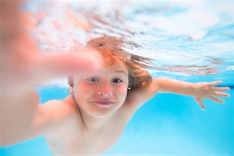 Underwater Boy In The Swimming Pool Cute Kid Boy Swimming In Pool