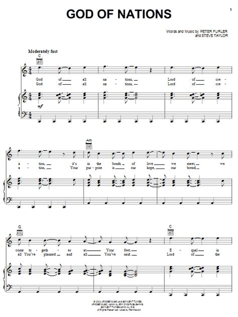 Newsboys God Of Nations Sheet Music Notes Download Printable Pdf