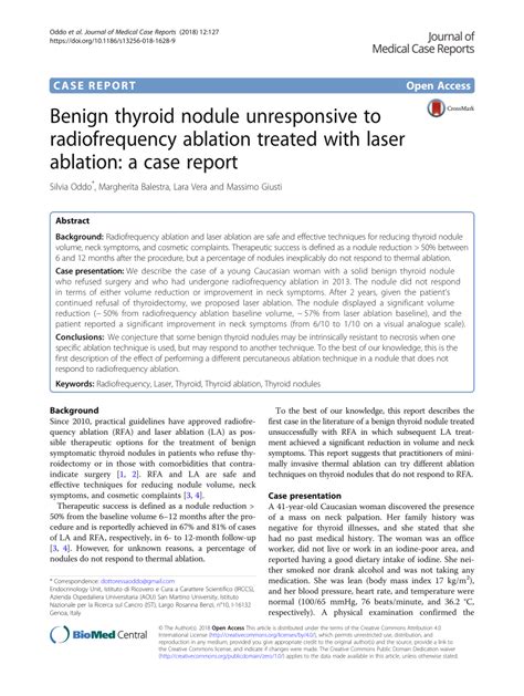 Pdf Benign Thyroid Nodule Unresponsive To Radiofrequency Ablation
