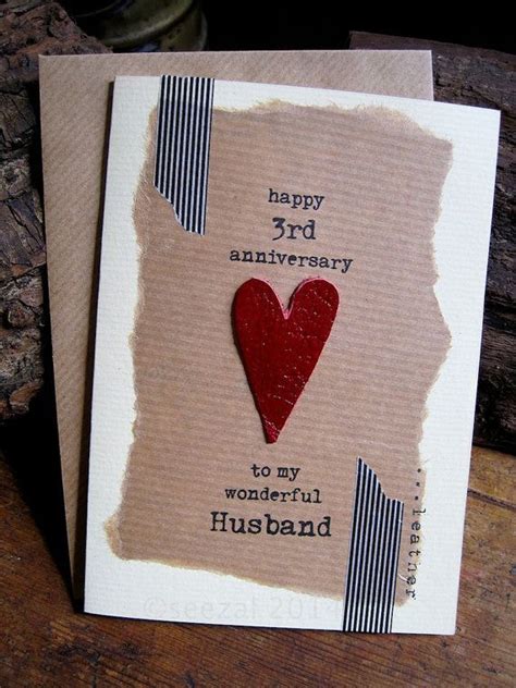 3rd Wedding Anniversary Card Leather Traditional T Handmade Keepsake