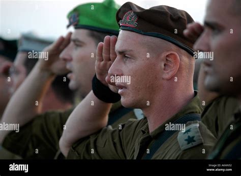 Idf Israeli Commander From The Golani Rank Unit Salutes During