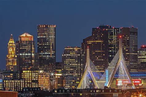 Photos of Boston skyline and landmarks, Custom House of Boston, Zakim ...