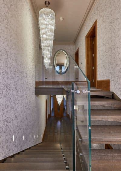 Aqua Droplets Stairwell V Custom Made Stairwell Chandeliers