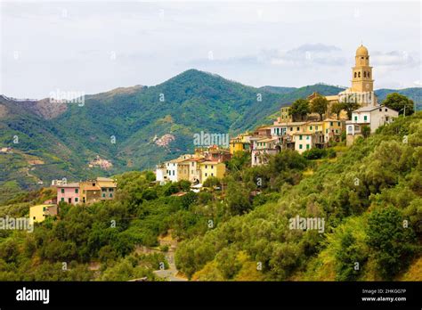 Italian Medieval Hilltop Villages Liguria North Italy Stock Photo