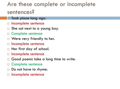 Complete And Incomplete Sentences All Interview