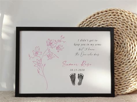 Baby Footprint Art Print With Actual Footprints Infant Loss Memorial