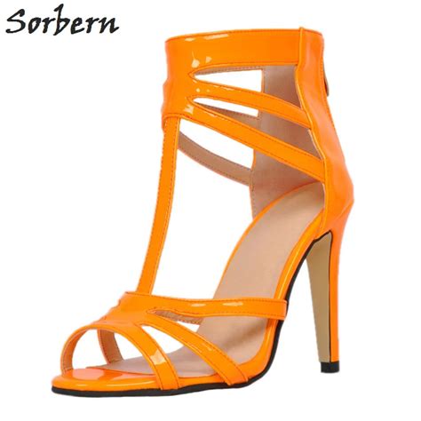 Sorbern Designer Shoes Women Sandals Luxury 2017 Ladies Party Sandals Shoes Orange Ladies Shoes