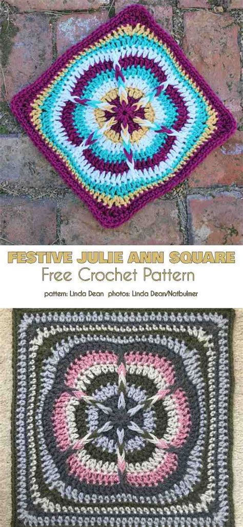 Festive Julie Ann Square Free Crochet Pattern Crochet Square Blanket