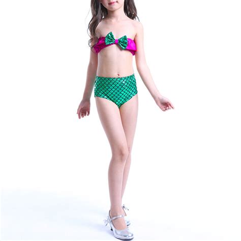 Baby Girl Mermaid Bikini Establece Traje De Baño Para