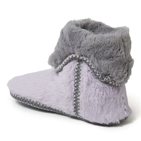 Dearfoams Womens Beth Faux Fur Fold Down Fuzzy Bootie House Slipper