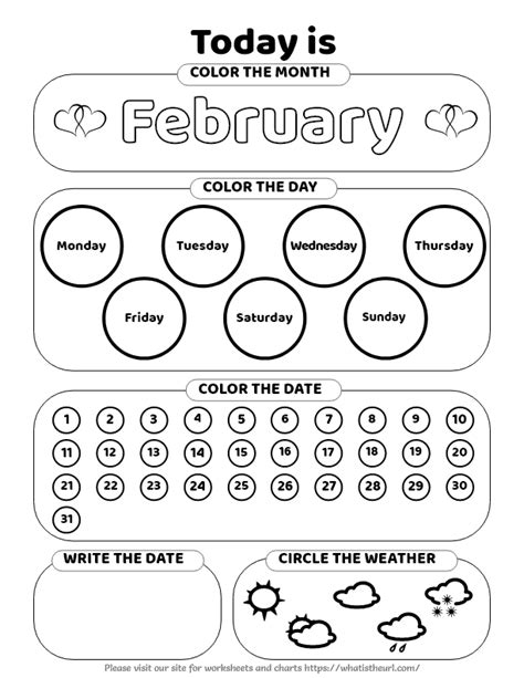 Daily Calendar Worksheets Worksheets For Kindergarten