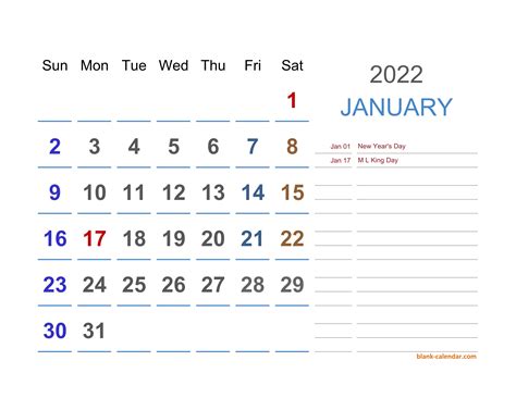 Excel Monthly Calendar 2022