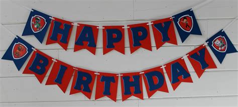 Paw Banner Paw Patrol Banner Happy Birthday Banner Paw Patrol Party