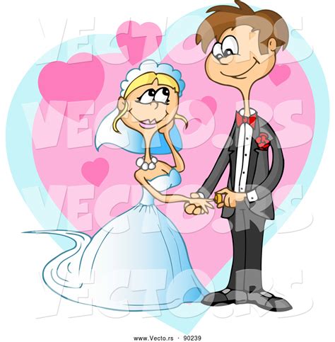 Vector Of A Young Happy White Couple Getting Married Cartoon By 90239