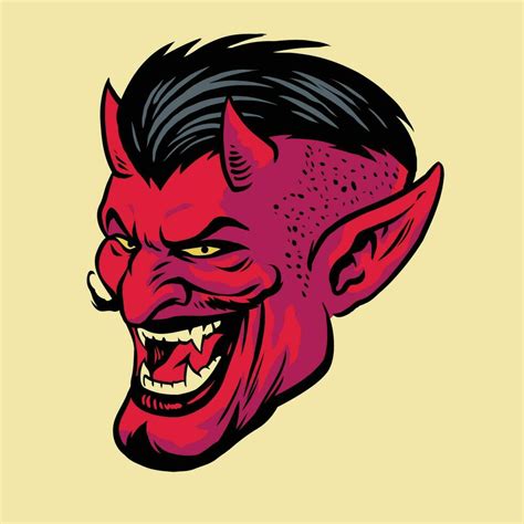Angry Devil Head In Drawing Style 23232424 Vector Art At Vecteezy