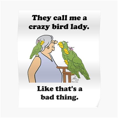 Crazy Bird Lady Poster By Kartwonz Redbubble