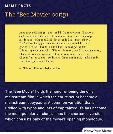 The Bee Movie Script Know Your Meme