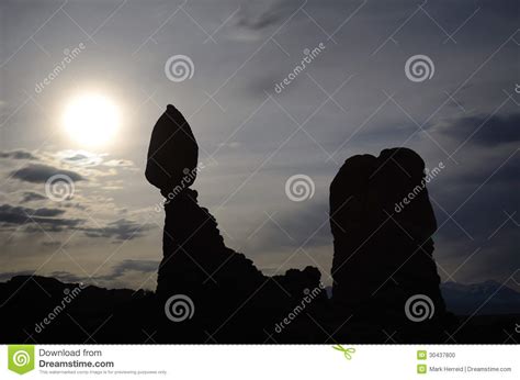 Balanced Rock At Night In Arches National Park Stock Photo Image Of