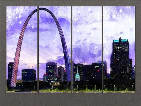 The St Louis Skyline At Night With An Arch In The Foreground