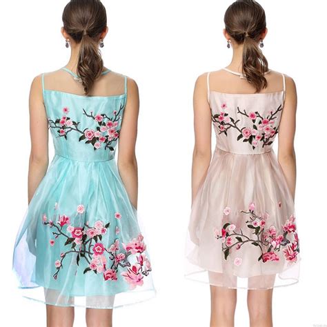 Handmade Embroidery Flower Organza Party Dress Fashion Dresses