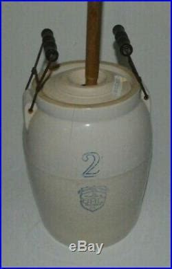 Antique Stoneware Pottery Antique Uhl Pottery Acorn Wares Stoneware Gallon Butter Churn W