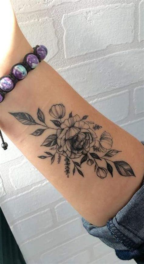 Cute Black Floral Flower Wrist Tattoo Ideas For Women Mybodiart