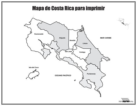 Mapa De Costa Rica Por Provincias Para Colorear