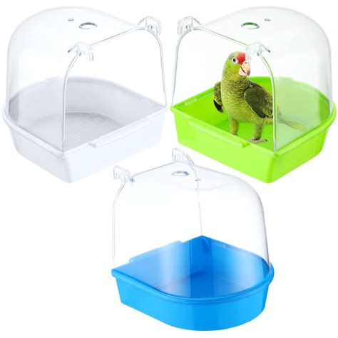 Buy 3 Pieces Clear Bird Bath For Cage Parakeet Bird Cage Accessories