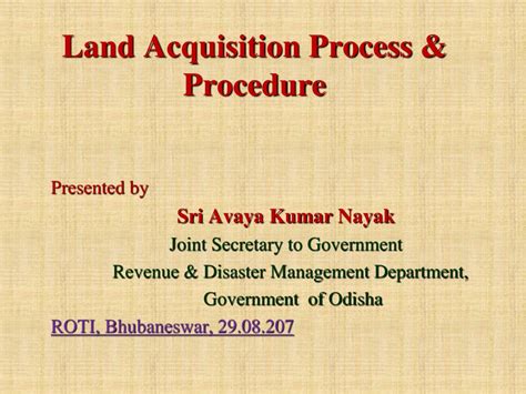 PPT - Land Acquisition Process & Procedure PowerPoint Presentation - ID