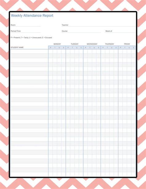Weekly Attendance Sheet Pack Teacher Planning By Purposelydesigned