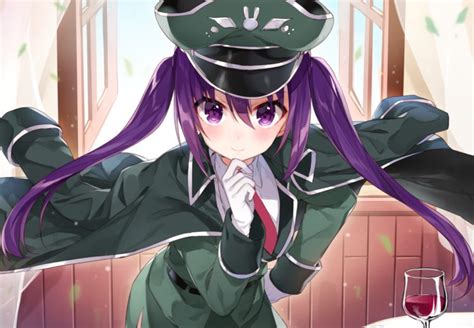 Long Hair Purple Hair Purple Eyes Anime Anime Girls Wine Uniform Hat Gochuumon Wa Usagi