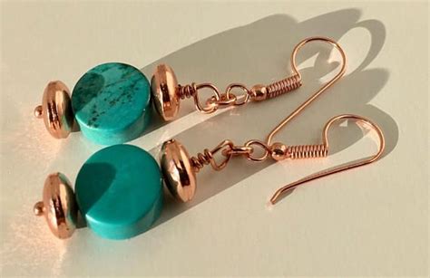 Turquoise Earrings Genuine Turquoise Turquoise Coins Rose Etsy