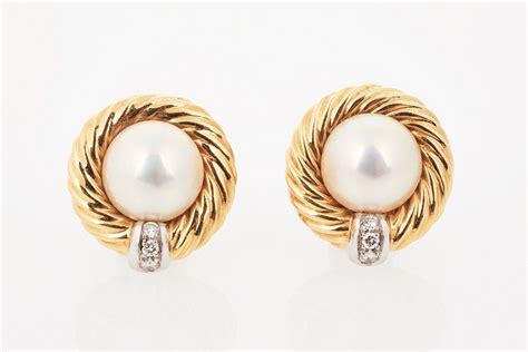 Mabe Pearl And Diamond Earrings Earrings Jewellery