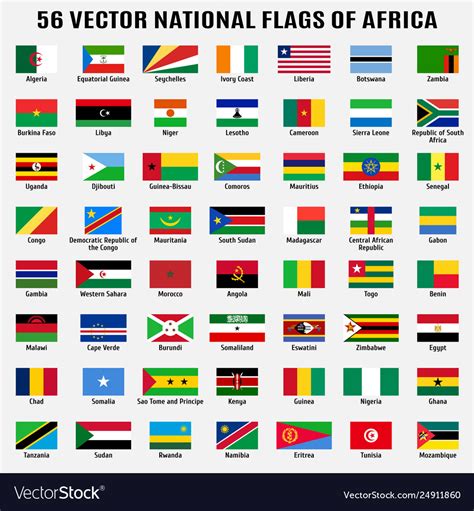 Collection 56 National Flags Africa Royalty Free Vector