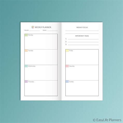Weekly Planner Midori Tn Inserts Printable Wo P Undated Etsy