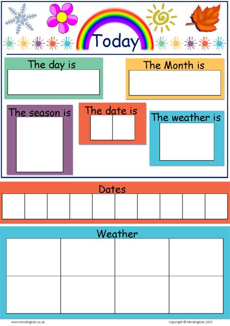 Kids Printable All About Today Chart Weather Days Of The